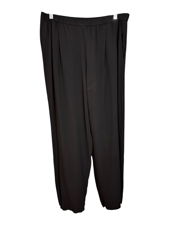 Eileen Fisher Pants - Eileen Fisher Solid Black 100% Silk Georgette Pull-On Tapered Pants Size Small P